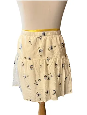 Universal Threads Floral Tiered Ruffle Mini Skirt Cream Blue Size XL thumbnail 1