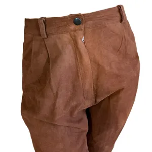 Vintage 1980'S Sienna Brown Artisan Wear Suede Pleated Trousers (Xs) thumbnail 7