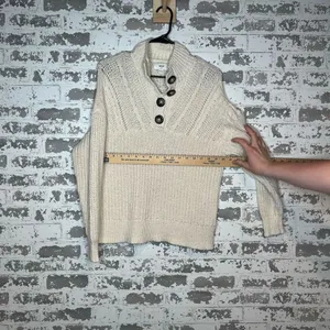 Aerie | women cream knitted Henley sweater thumbnail 3
