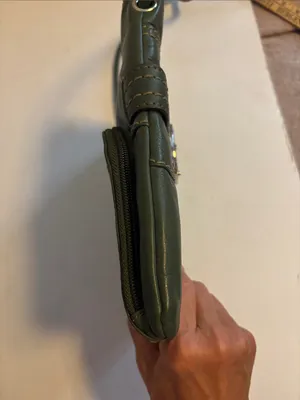 Tignanello Brand Olive Green Leather Crossbody With Distinctive Buckle Design thumbnail 6