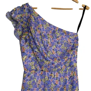 Shoshanna Lavender Purple Priya Floral Print One Shoulder Midi Cocktail Dress 0 thumbnail 3