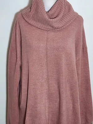 Lulus Autumn Daze Mauve Pink Cowl Neck Mini Sweater Dress Size Medium thumbnail 2