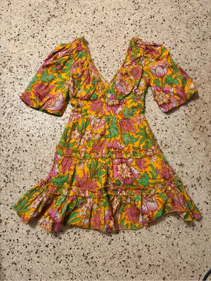 Love the Label Eloise Mini Dress in the "Betty Yellow Print" pattern thumbnail 4