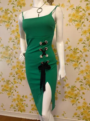 Green Lace-Up midi Dress size M thumbnail 2