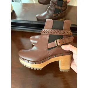 Ralph Lauren Leather Clog‎ Ankle Boots Women 40.5 Brown Excellent Boho Platform thumbnail 5