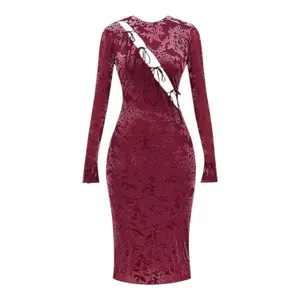 New! Mistress Rocks Mahogany Devoré Velvet Midi Dress Size XS thumbnail 8