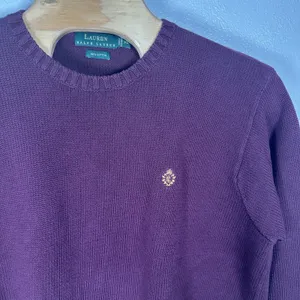 Lauren Ralph Lauren Sweater Womens Size XL Wine Cotton Knit Crest Logo Pullover thumbnail 2