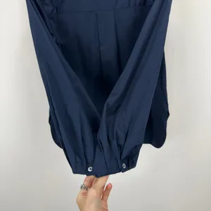 Madewell V Neck Long Sleeve Top Blouse Navy Stretch Cotton Small Minimalist NWT thumbnail 12