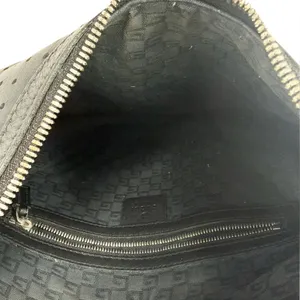 Gucci Reins Vintage Interlocking GG Perforated Leather Black Hobo Bag Purse thumbnail 8