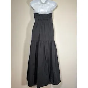 Urban Outfitters Strapless Maxi Dress Gray Tiered Smocked Cotton Fall Small thumbnail 5