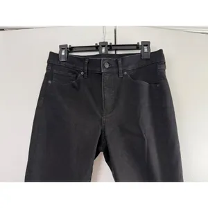 Express Mid Rise Skinny Jeans Black Distressed Raw Hem Women Size 6R‎ thumbnail 2