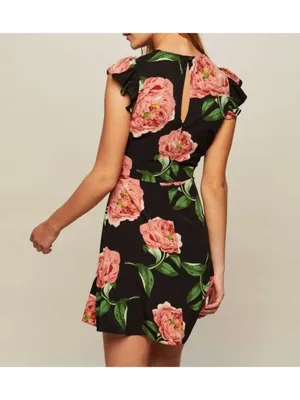 Miss Selfridge Floral Print Asymmetric Frill Skater Dress Cap Sleeve Ruffle Mini thumbnail 2