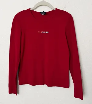[Vintage] 90s Gap Red Stretch Cotton Long Sleeve T-Shirt Rhinestones Sz Medium M thumbnail 1