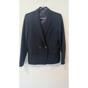 J.Crew Dover Double-Breasted 100% Wool Blazer Navy Blue Size 6 Petite 2824 thumbnail 5