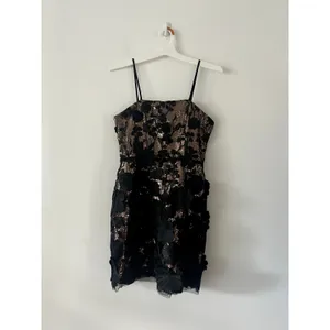 Altar'd State Lia Sequin Flower Black Gold Mini Dress Size S thumbnail 2