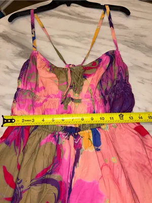NWT Steve Madden Floral Mini Dress Medium Spaghetti Strap Tie Bust Tropical thumbnail 4