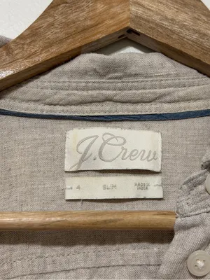 J. CREW Baird McNutt Irish Linen Button Shirt Khaki Coastal Beige Preppy Size 4 thumbnail 3