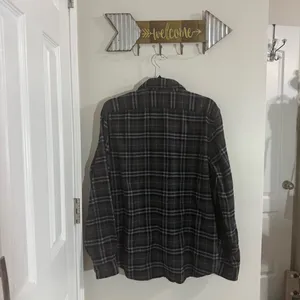 Express Black with orange stripe Plaid Shirt Size Large thumbnail 5