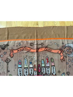 Fraas Brown Scarf with Artistic Hand and Rainbow Design thumbnail 8