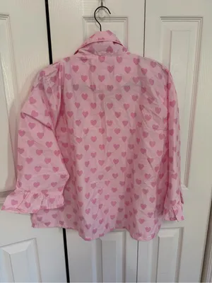 Stoney Clover Lane x PBTeen Pajama Top Heart Print Sateen Extra Large thumbnail 3