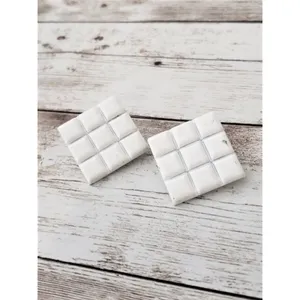 Vintage Trifari Clip On Earrings Diamond Shape White thumbnail 2