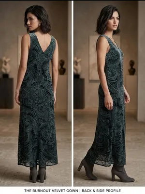 Johnny Was Teal Lace V-Neck Maxi Dress thumbnail 2
