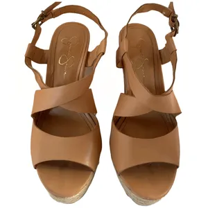 Jessica Simpson "Jp Mason" Brown Faux Leather & Floral Print Wedge Sandals (8) thumbnail 8