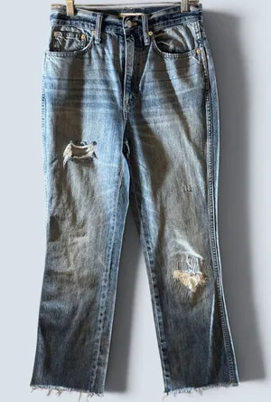 881 | Madewell Rigid Demi-Boot Crop Distressed‎ High Rise Jeans Blue Womens 26 thumbnail 1