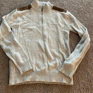 Rue21 MENS Cream and Brown Cowl Neck Sweater with Ribbed Details thumbnail 2