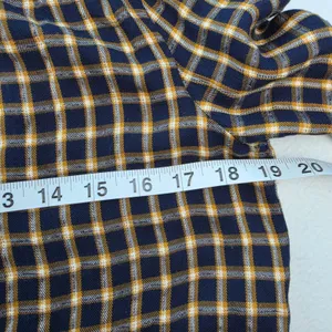 LOFT Navy Blue Mustard Yellow Plaid Long Sleeve Blouse Small‎ thumbnail 8