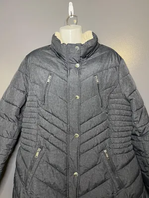 Laundry By Shelli Segal Coat Womens XL Gray Puffer Quilted Zip Hooded Jacket thumbnail 1