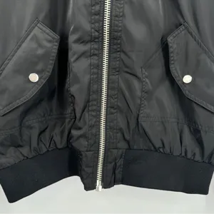 FREE PEOPLE Black Midnight Satin Full Zip Oversized Bomber Jacket L thumbnail 6