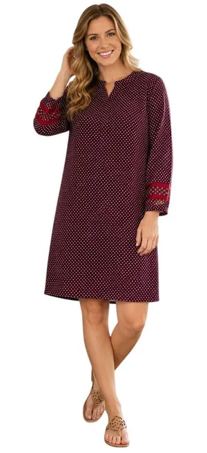 Ann Taylor Loft Burgandy Printed Shift Dress, M thumbnail 1