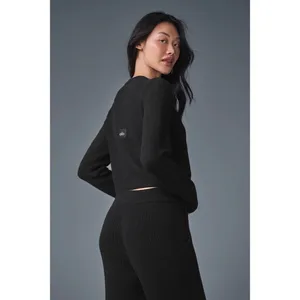 Alo Yoga Snuggle Up Sweater Cropped Cardigan Black XS thumbnail 4