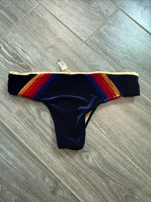Aviator Nation Navy Velvet 5 stripe Bikini Bottom with like new size small thumbnail 3