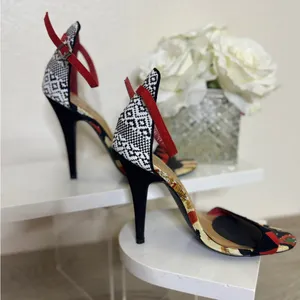 Chinese Laundry La Paz Black, White and Ginger Ankle Strap Heels thumbnail 3