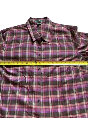 Ralph Lauren women’s plaid button down long sleeve shirt purple green size 2X thumbnail 3
