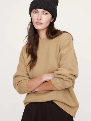 Banana Republic Oversized Merino Wool Cotton Sweater Natural Size Small thumbnail 1