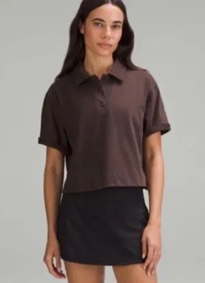 Lululemon Heavyweight Cotton Short-Sleeve Polo Shirt T-Shirt in Espresso thumbnail 2