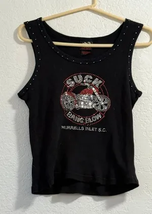 Vintage motorcycle beaded tank top suck bang blow bar in South Carolina L thumbnail 1