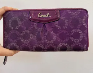 Coach Ashley Op Art Zip Around Wallet Purple thumbnail 1