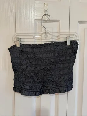 Free People Be Right Back Smocked Tube Top Black Size S NWT thumbnail 2