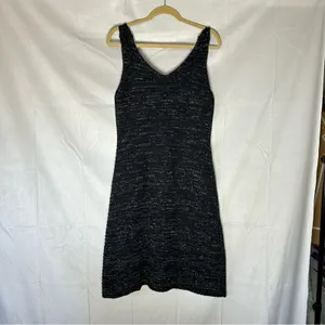 Soft Surroundings Black & Gold Knit Sleeveless‎ Sweater Dress Size Medium thumbnail 2