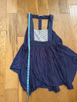 M - ALTAR’D STATE - Boho Square Neck Navy Tunic/Sundress with Crochet Panel thumbnail 10
