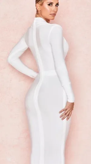 House Of CB FRANCESCA WHITE DRAPED BANDAGE DRESS thumbnail 7
