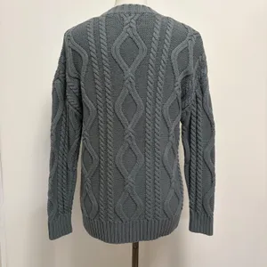 Trendy Queen Sweater S Blue Gray Cable Knit Oversized Crew Neck Minma Neutral thumbnail 5