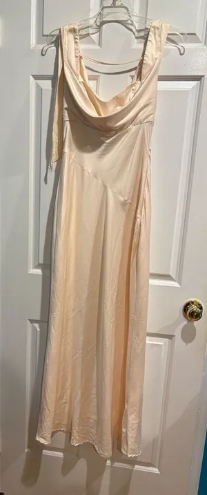 Here Comes The Sun satin maxi slip dress cowl neck sz S new NWT cream thumbnail 1