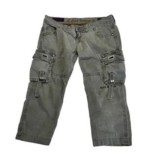 Rock Revival Vintage Y2K Cargo Capri Pants Green Gray Utility Low Rise Grunge 28 thumbnail 1