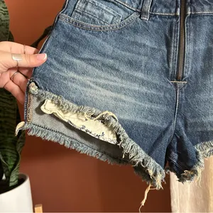 Free People Sunkissed Denim Short Overalls Zip‎ Front Jean Shortalls NEW Size 25 thumbnail 4