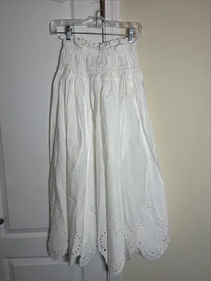 Moon River White Eyelet Midi Skirt with Scalloped Hem thumbnail 8